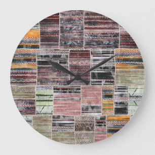 Patchwork Quilt Collage Seamless Print. Large Clock