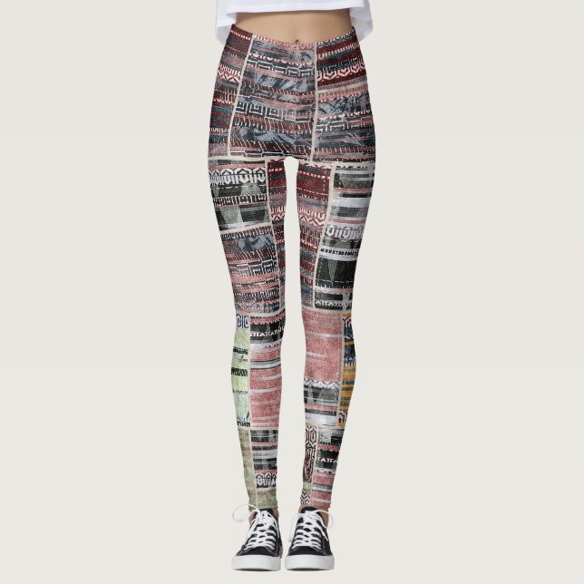 Patchwork Quilt Collage Seamless Print. Leggings (Front)