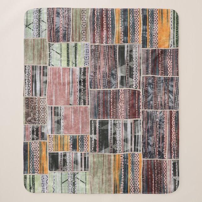 Patchwork Quilt Collage Seamless Print. Sherpa Blanket (Front)