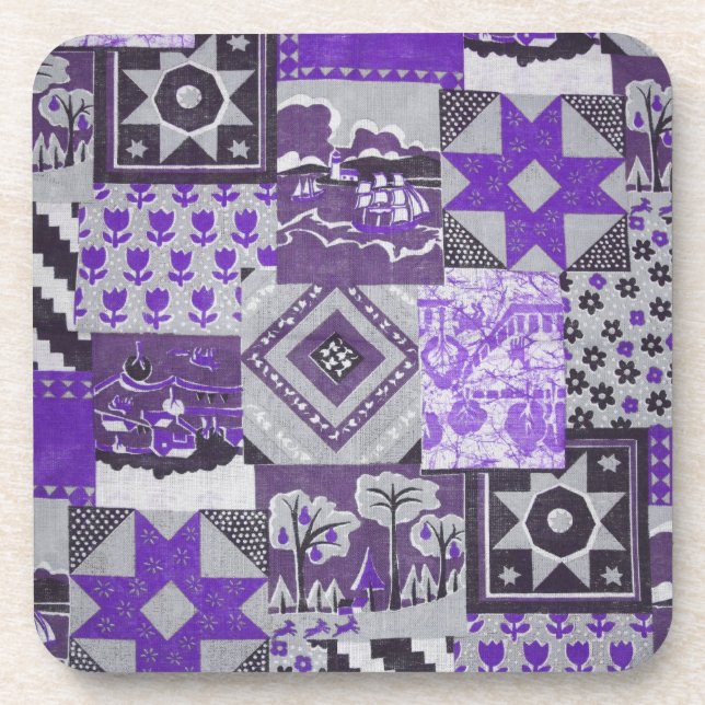 Patchwork Quilt Cork Coaster (Front)