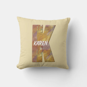 Patchwork Quilt Country Style Letter K Monogram Cushion