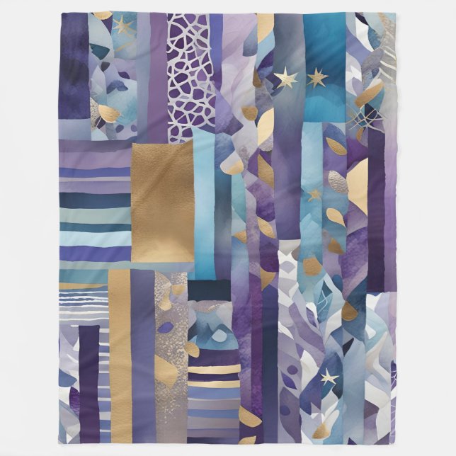 patchwork quilt fleece blanket (Front)