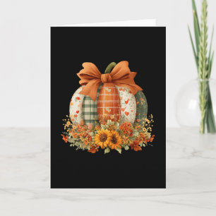 Patchwork Quilt Floral Pumpkin Coquette Fall Thank Card