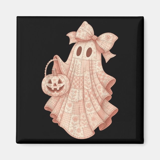 Patchwork Quilt Flower Nk Ghost Coquette Halloween Magnet (Front)