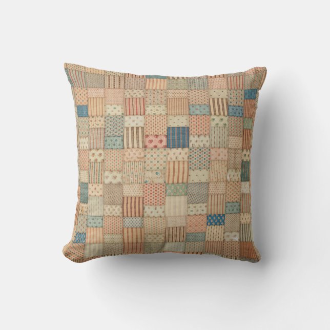 Patchwork quilt in muted colours cushion (Front)