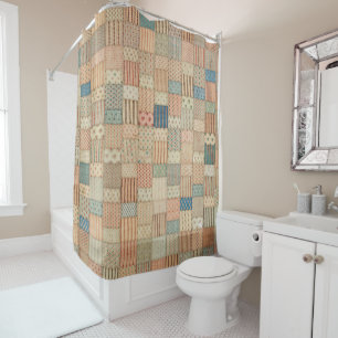Patchwork quilt in muted colours shower curtain