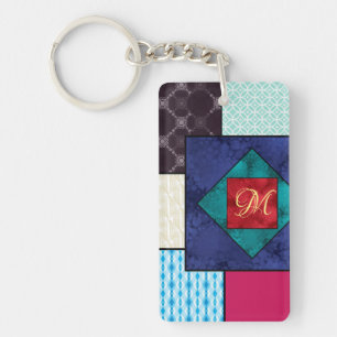 Patchwork Quilt Monogram Key Ring