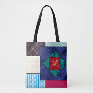 Patchwork Quilt Monogram Tote Bag