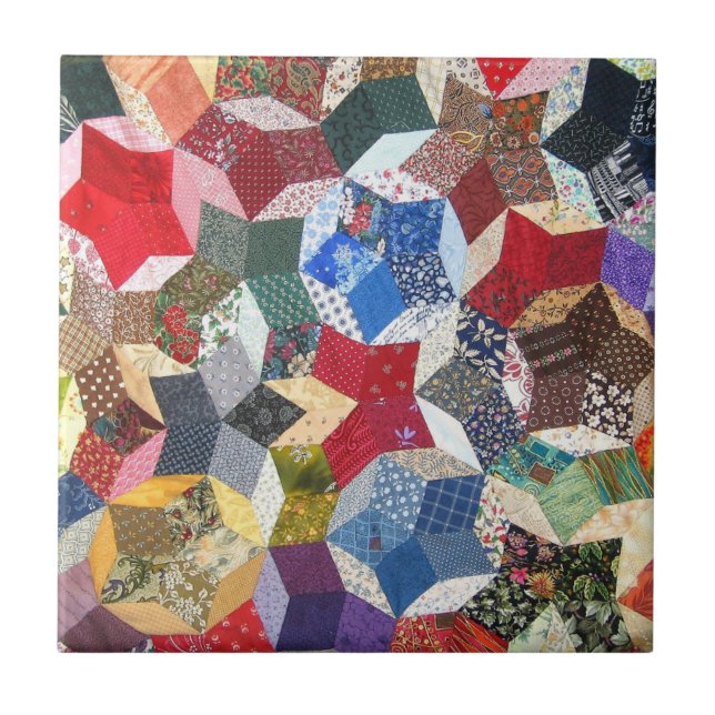 Patchwork Quilt Pattern Ceramic Tile (Front)