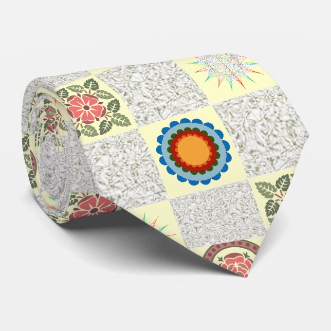 Patchwork Quilt Pattern Tie (Rolled)