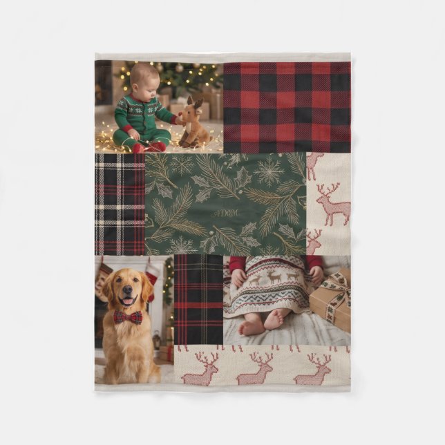 Patchwork Quilt Plaid Patterns Rustic Country Flee Fleece Blanket (Front)