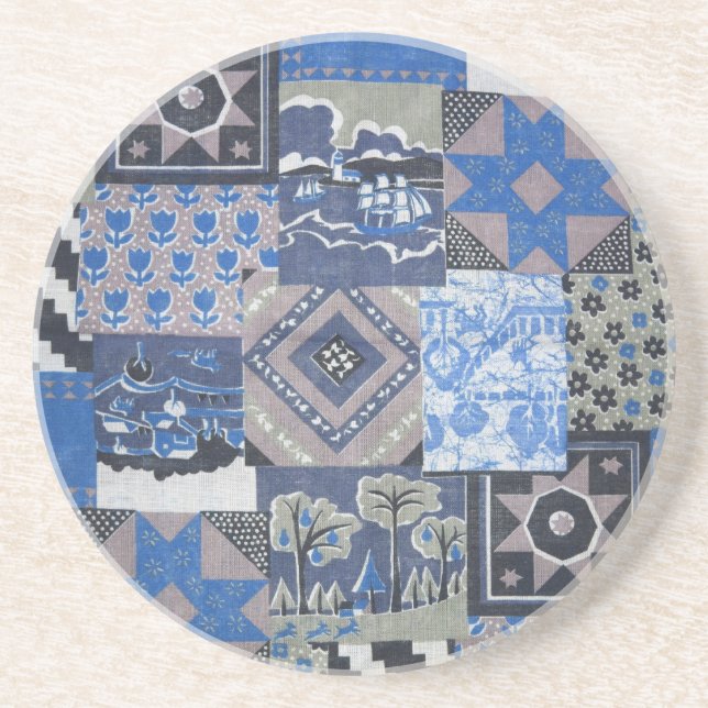 Patchwork Quilt Sandstone Coaster (Front)
