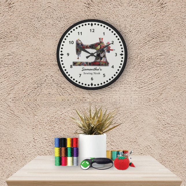 Patchwork Quilt Sewing Machine Wall Clock (Creator Uploaded)