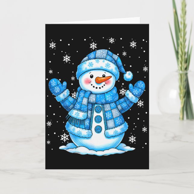 Patchwork Quilt Snowman Quilter Merry Christmas Pa Card (Front)