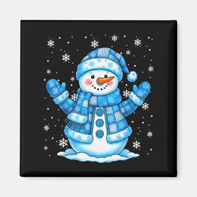 Patchwork Quilt Snowman Quilter Merry Christmas Pa Magnet (Front)