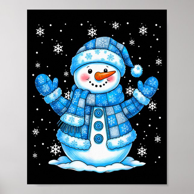 Patchwork Quilt Snowman Quilter Merry Christmas Pa Poster (Front)