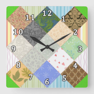 Patchwork Quilt Square Wall Clock