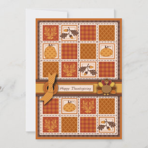 Patchwork Quilted-look Thanksgiving Invitation