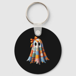 Patchwork Quilter Fall Ghost Bow Quilt Block Autum Key Ring