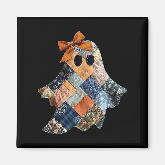 Patchwork Quilter Fall Ghost Bow Quilt Block Autum Magnet (Front)