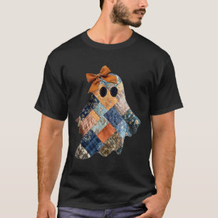 Patchwork Quilter Fall Ghost Bow Quilt Block Autum T-Shirt