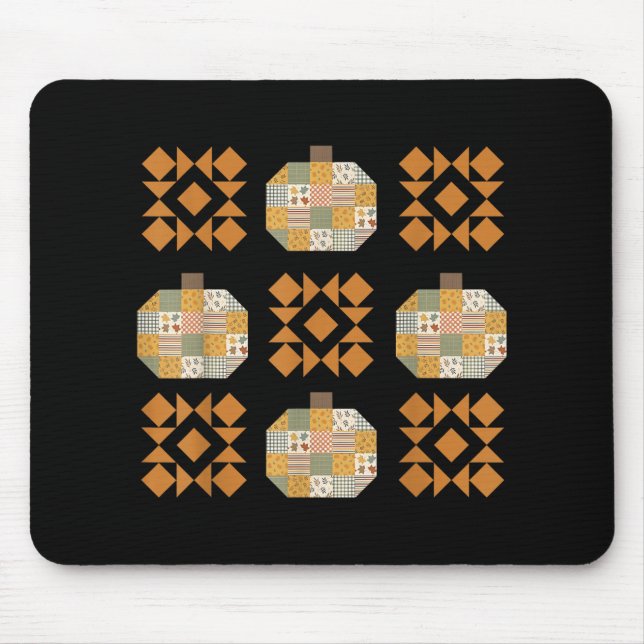 Patchwork Quilter Fall Pumpkin Quilt Block Autumn  Mouse Pad (Front)