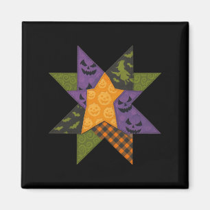 Patchwork Quilting Block Star Pattern Halloween Qu Magnet
