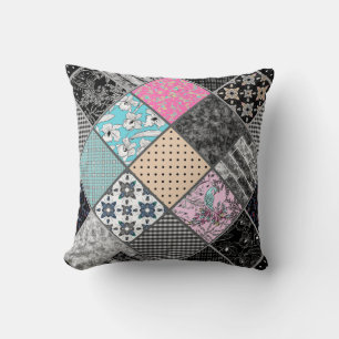 Patchwork retro vintage colours patchwork quilting cushion