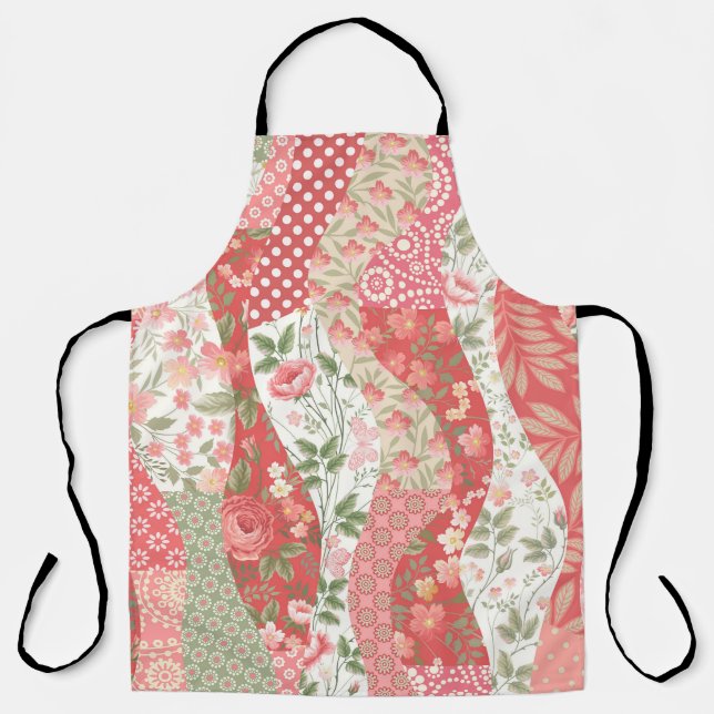 Patchwork roses: seamless pattern design. apron (Front)