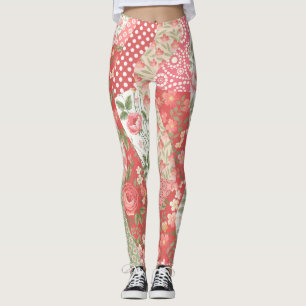 Patchwork roses: seamless pattern design. leggings