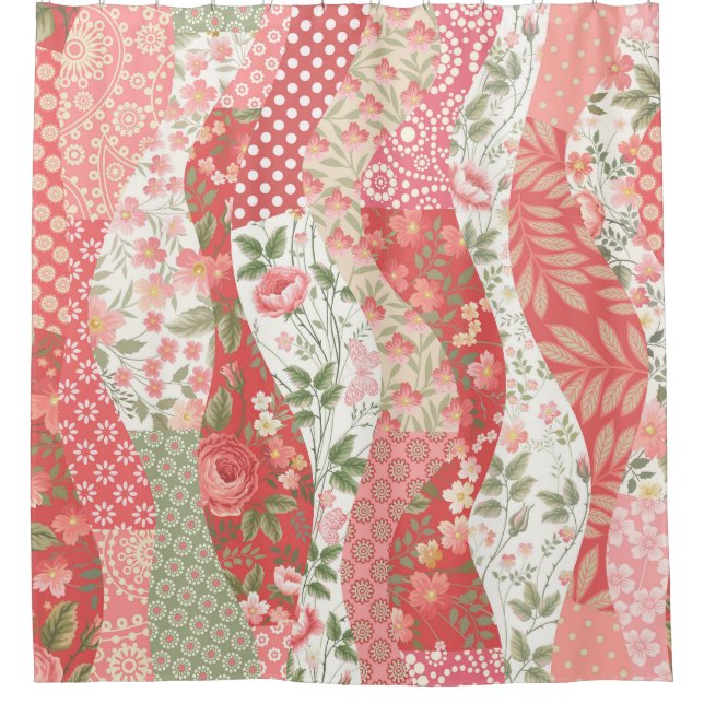 Patchwork roses: seamless pattern design. shower curtain (Front)