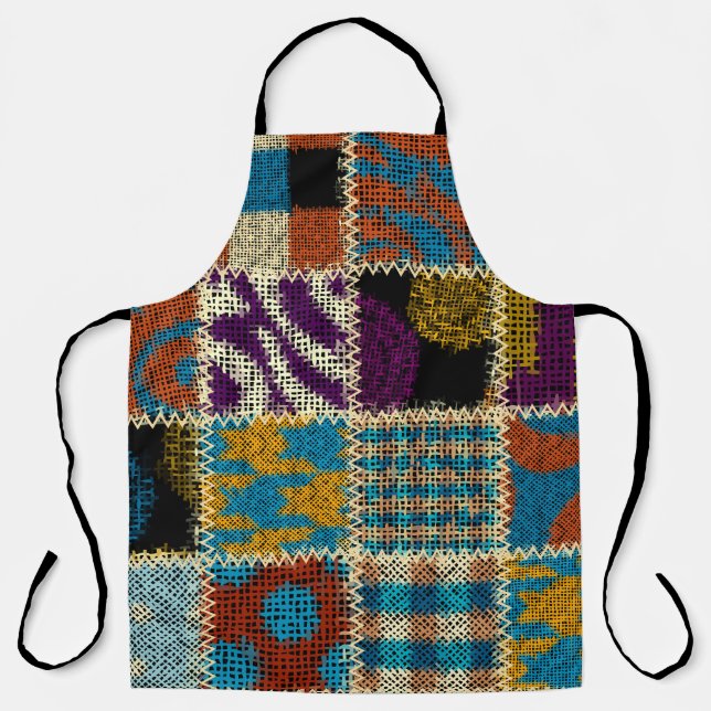 Patchwork Rough Canvas Seamless Pattern Apron (Front)