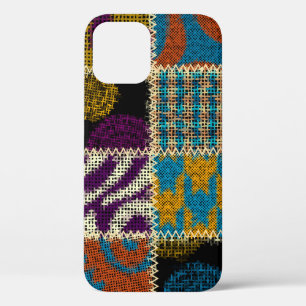 Patchwork Rough Canvas Seamless Pattern iPhone 12 Case