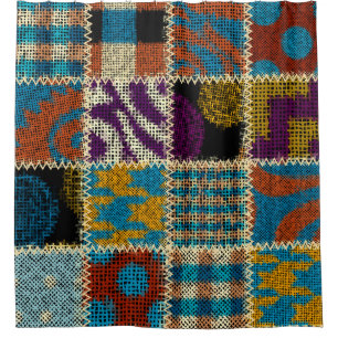 Patchwork Rough Canvas Seamless Pattern Shower Curtain
