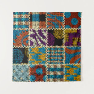Patchwork Rough Canvas Seamless Pattern Tapestry