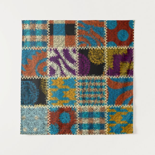 Patchwork Rough Canvas Seamless Pattern Tapestry (Front)