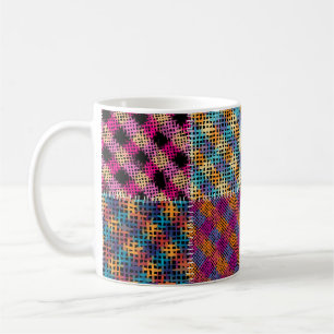 Patchwork Rough Canvas Squares Vintage Coffee Mug
