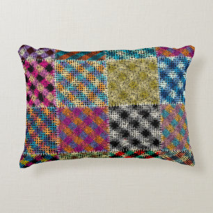 Patchwork Rough Canvas Squares Vintage Decorative Cushion