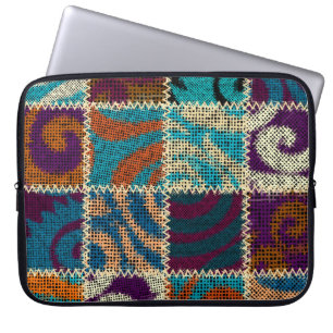 Patchwork Rough Canvas Vintage Imitation Laptop Sleeve
