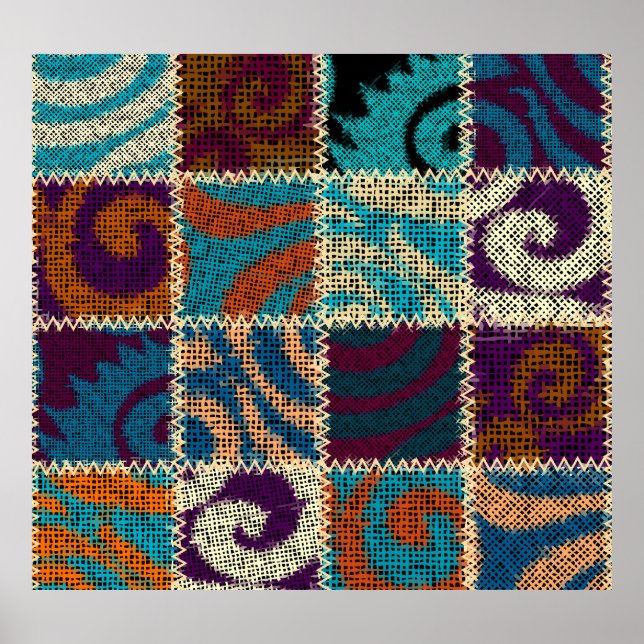 Patchwork Rough Canvas Vintage Imitation Poster (Front)