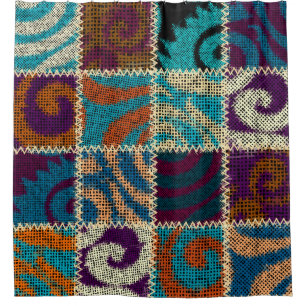 Patchwork Rough Canvas Vintage Imitation Shower Curtain