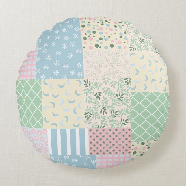 Patchwork  round cushion (Front)