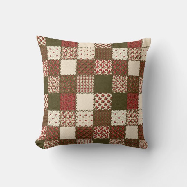 Patchwork Rustic Farmhouse Country Home Decor Cushion (Front)