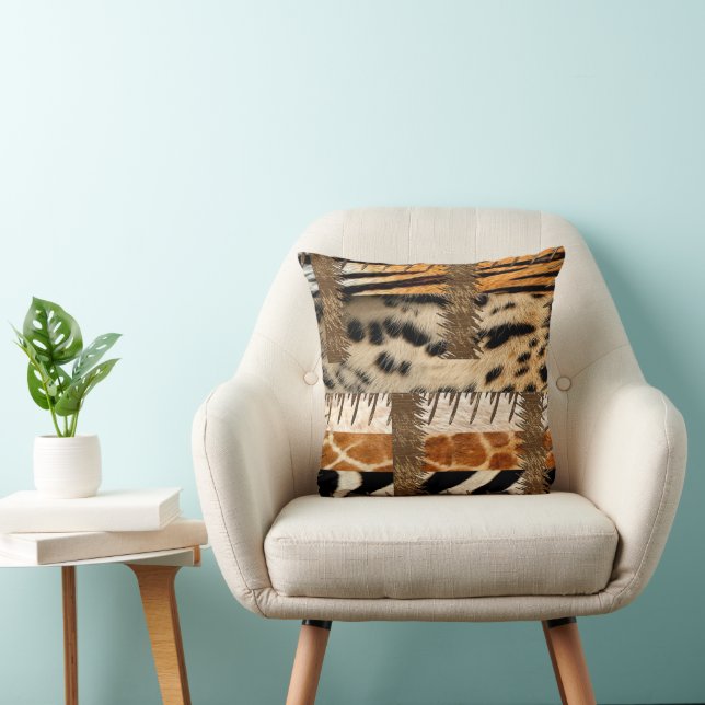“Patchwork Safari Chic” Cushion (Chair)