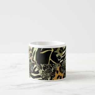 Patchwork Safari: Watercolor Animal Print. Espresso Cup