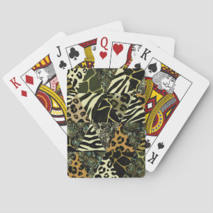 Patchwork Safari: Watercolor Animal Print. Playing Cards