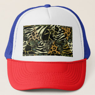 Patchwork Safari: Watercolor Animal Print. Trucker Hat
