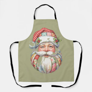 Patchwork Santa Claus Christmas Retro  Apron