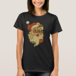 Patchwork Santa Claus Face Vintage Christmas Folk  T-Shirt<br><div class="desc">Patchwork Santa Claus Face Vintage Christmas Folk Art</div>