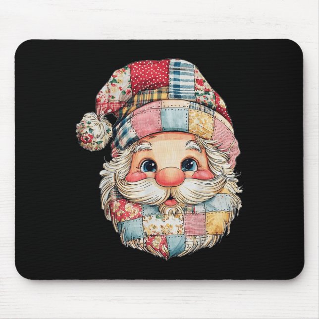 Patchwork Santa Claus Retro Christmas Funny Mens W Mouse Pad (Front)